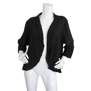 Cut Loose Jacket XL Black Rayon Parachute Ruffle Open Lightweight Lagenlook
